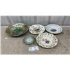 Image 1 : Collection of Five Decorative Porcelain and Glass Plates and Bowls with Floral Designs