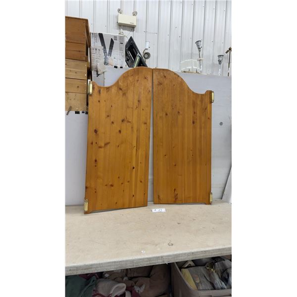 Knotty Pine Saloon-Style Swinging Doors with Brass Double-Action Hinges, Approx 45 x 20" @ Door