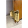 Image 2 : Knotty Pine Saloon-Style Swinging Doors with Brass Double-Action Hinges, Approx 45 x 20" @ Door