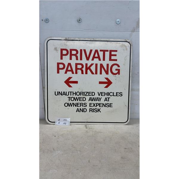 Private Parking Metal Sign with Directional Arrows, 24 x 24"