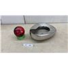 Image 1 : Stainless Steel Bedpan and Red and Black 5 Pin Bowling Ball