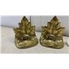 Image 2 : Three Pairs of Decorative Bookends: Canada Maple Leaf, Ceramic Elephant, and Manitoba Bison