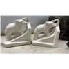 Image 4 : Three Pairs of Decorative Bookends: Canada Maple Leaf, Ceramic Elephant, and Manitoba Bison