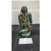 Image 1 : Inuit-Style Green Soapstone Carved Hunter with Fish and Leather Cord