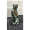 Image 2 : Inuit-Style Green Soapstone Carved Hunter with Fish and Leather Cord