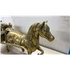 Image 4 : Brass Horse and Cart Figurine with Decorative Mermaid Ceramic Tile