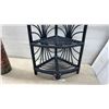 Image 4 : Decorative Metal Floor Vase and Rattan Corner Shelf 31 1/2 x 14