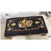 Image 5 : French Provincial Style Carved Walnut Bench with Needlepoint Floral Upholstery, 19 x 40 x 21"