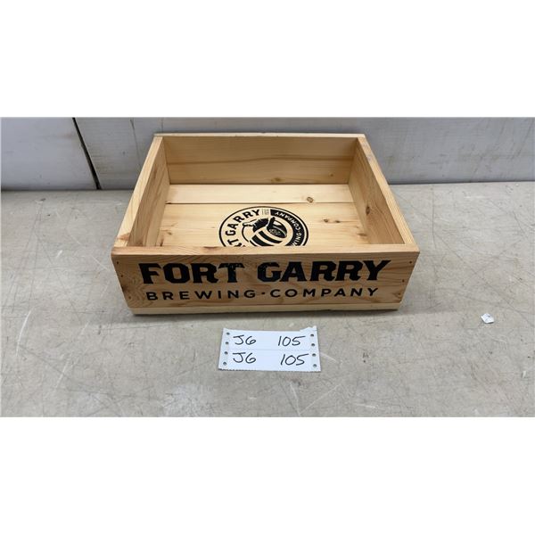 Fort Garry Brewing Company Wooden Box with Logo, 10 3/4" x 12 1/2 x 3" Deep