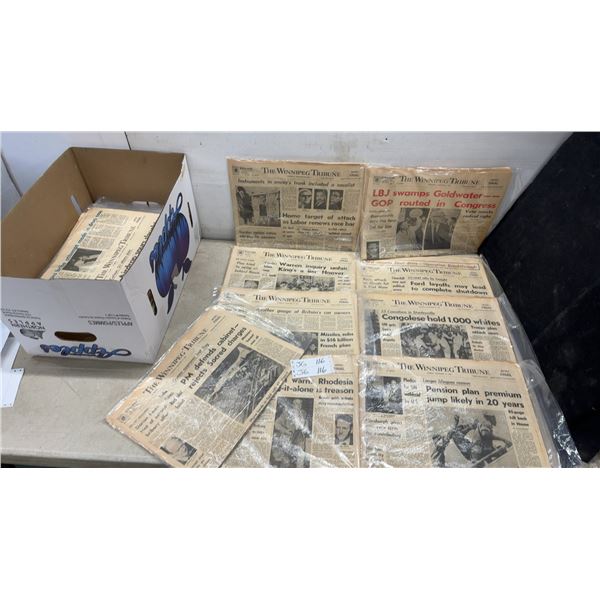 Vintage Winnipeg Tribune Newspapers from 1964, Lot of 38 Issues