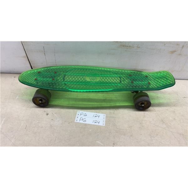 Vintage 22-1/2" Transparent Green Penny Board, Mini Cruiser Skateboard