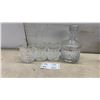 Image 1 : 28oz Ralph Lauren Aston Pattern Lead Crystal Decanter Set w/3 Matching Whiskey Glasses