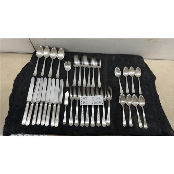1920s 36pc of La Touraine Silver Plated Flatware, Internal Silver Roger's XII