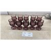 Image 1 : Set of 10 Indiana Glass Colony Kings Crown Thumbprint Pattern, Amethyst 4-1/2" Juice Glasses