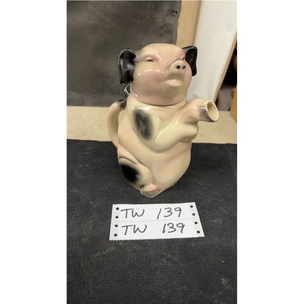 Erphila Germany Ceramic Pig Teapot with Removable Head Lid