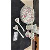 Image 1 : Old Foley Chinese Rose Pattern Bowl, Two Pitchers, and Serving Spoons