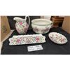 Image 1 : Old Foley Chinese Rose Pattern Pitcher, Pot, Tray, and Dish Set