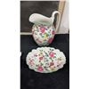 Image 6 : Old Foley Chinese Rose Pattern Pitcher, Pot, Tray, and Dish Set