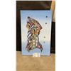 Image 1 : Woodland Style Howling Wolf Acrylic Painting on Canvas, Signed "PEG," 2009
