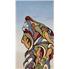 Image 2 : Woodland Style Howling Wolf Acrylic Painting on Canvas, Signed "PEG," 2009