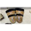 Image 2 : Native American Beaded Moose Hide Mittens, Moccasins, Fur Piece, and Brass Box