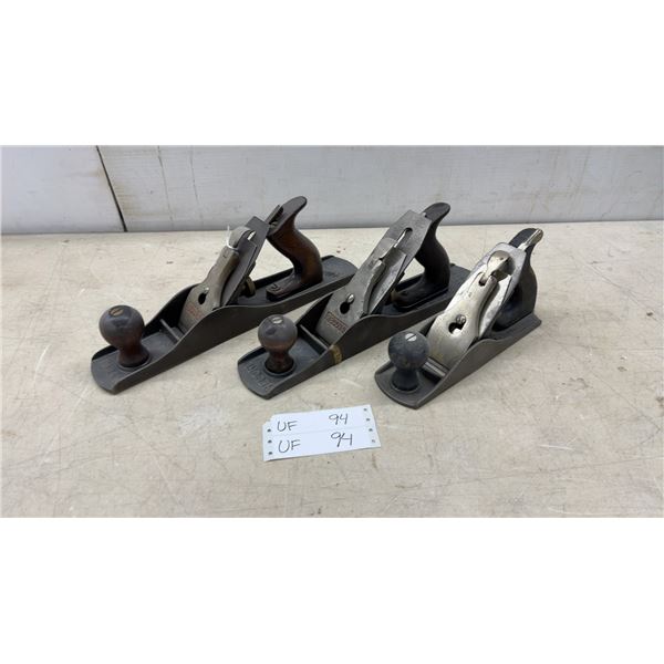 Three Bench Planes, Stanley Bailey No. 5 Made in USA and Record No. 05
