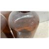 Image 2 : Three Vintage Javex Brown Glass Jugs with Cork Stoppers and Finger Loop Handles