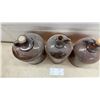 Image 3 : Three Vintage Javex Brown Glass Jugs with Cork Stoppers and Finger Loop Handles
