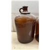 Image 4 : Three Vintage Javex Brown Glass Jugs with Cork Stoppers and Finger Loop Handles