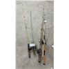 Image 1 : Collection of 4 Vintage Fishing Rods and Reels Including Johnson Laker Model 140 and More