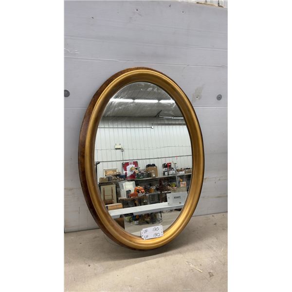 Bombay Gold Leaf Oval Mirror II with Gilt Frame 34 x 24"