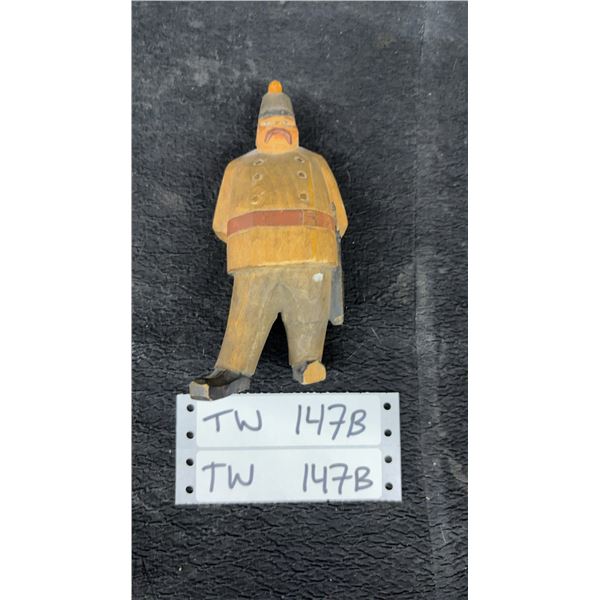 Hand-Carved Wooden Policeman Figurine with Sword 6"