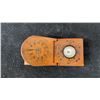 Image 2 : Chinese Needham Wood and Brass Portable Compass Sundial with Traditional Characters 4.5" from