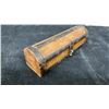 Image 2 : Antique Wooden Dome-Top Box with Metal Banding and Iron Strap Closure 7"