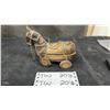 Image 1 : Wood/Brass Rajastani Horse on Wheels - Wedding Horse, Broken Axle