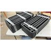 Image 1 : 2 Black Plastic Shelving Units, 5 Shelves 17 x 35" Some Damage on Shelves