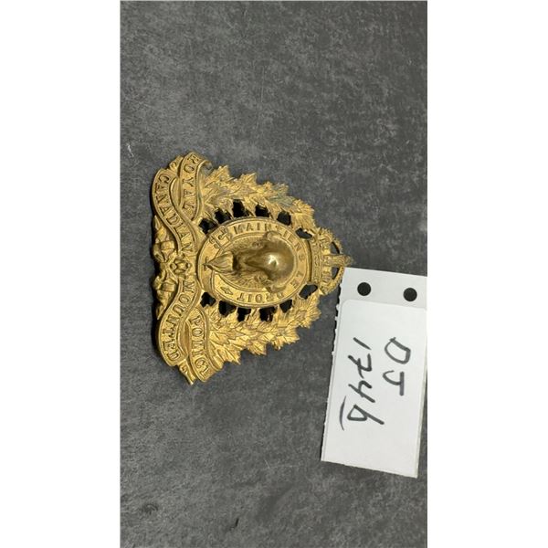 Royal Canadian Mounted Police Brass Badge Pin with Buffalo Head and Maple Leaves
