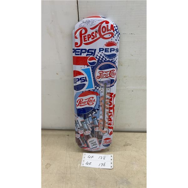 Pepsi-Cola Metal Wall Thermometer, 17 x 5"