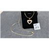 Image 1 : New 18K Gold-Plated 25mm Simulated Diamond Heart Cluster Necklace with 19" Chain