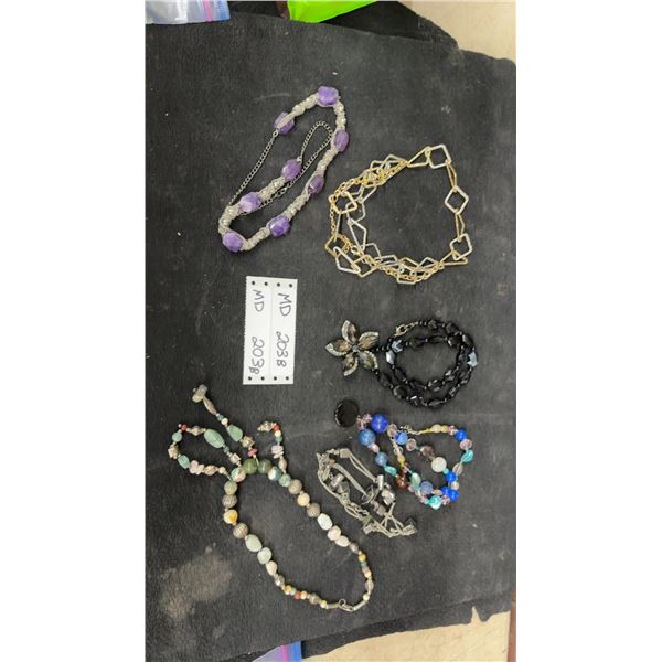 Assorted Costume Jewelry Necklaces with Glass and Stone Beads