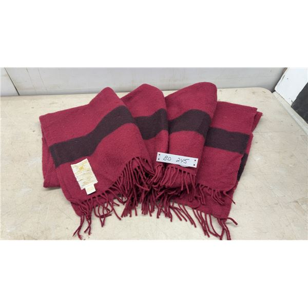 Vintage Hudson's Bay Company 100% Wool Throw Blanket with Fringed Ends, Made in England