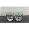 Image 6 : Mid-Century Federal Glass Amoeba Atomic Turquoise and Gold Vintage 1950's Boomerang Barware Set
