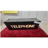 Image 1 : Vintage Illuminated Telephone Sign with Metal Housing 6 x 18"