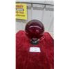Image 1 : Vintage Red Glass Globe Light Fixture with Black Metal Base