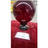 Image 2 : Vintage Red Glass Globe Light Fixture with Black Metal Base