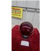 Image 3 : Vintage Red Glass Globe Light Fixture with Black Metal Base