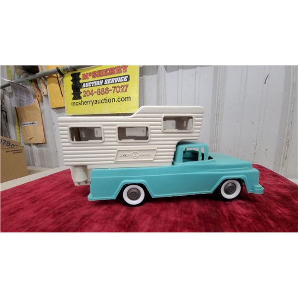Andy Gard Plastic Pickup Truck with Camper Toy 13"