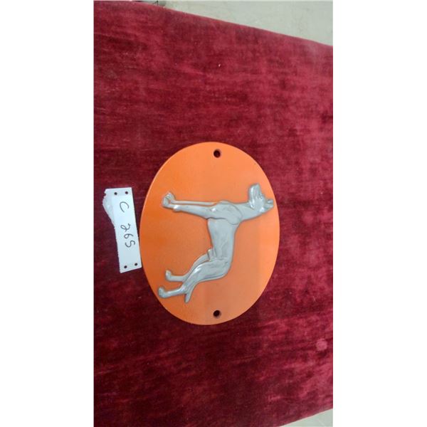 Vintage Cast Metal Great Dane Trailor Emblem 10.6 x 9"