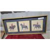 Image 1 : Framed Triple Print of Mounted Police Officers on Horseback 13 x 30"
