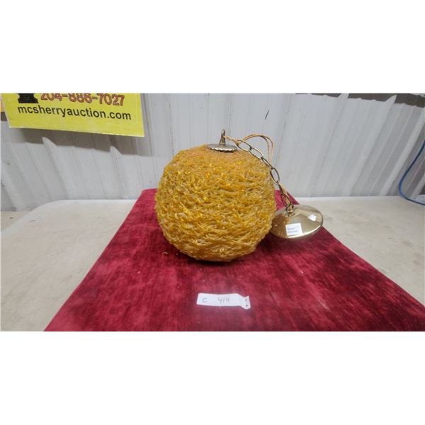 Vintage Amber Spaghetti Glass Globe Hanging Light with Chain